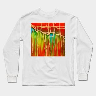 Distant Trees in Orange and Lime Long Sleeve T-Shirt